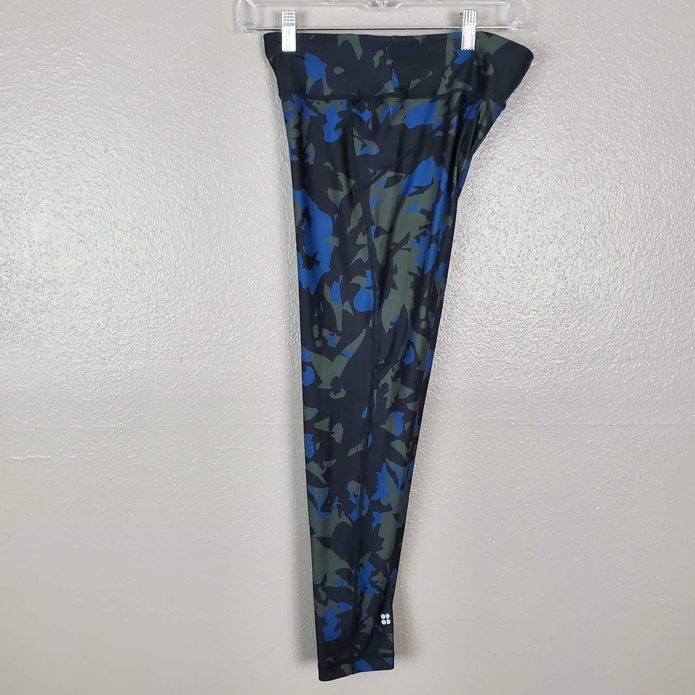 Sweaty Betty All Day Black/Green/Blue Camo 7/8 Length Legging 8-10